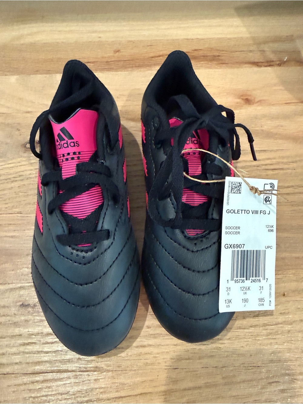 adidas Kids Black and Pink Soccer Cleats